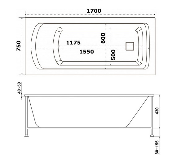 ванна акриловая BAS БАЛИ 170х75