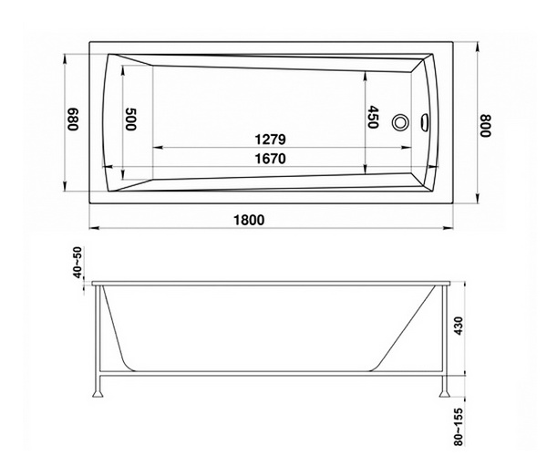 ванна акриловая BAS БАЛИ 180х80