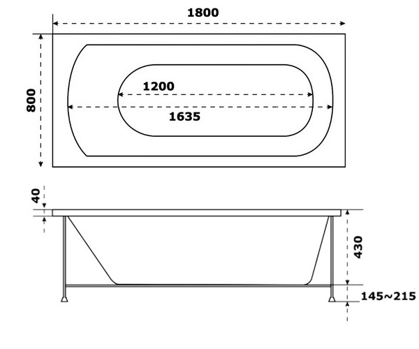 ванна акриловая BAS НИРВАНА 180х80