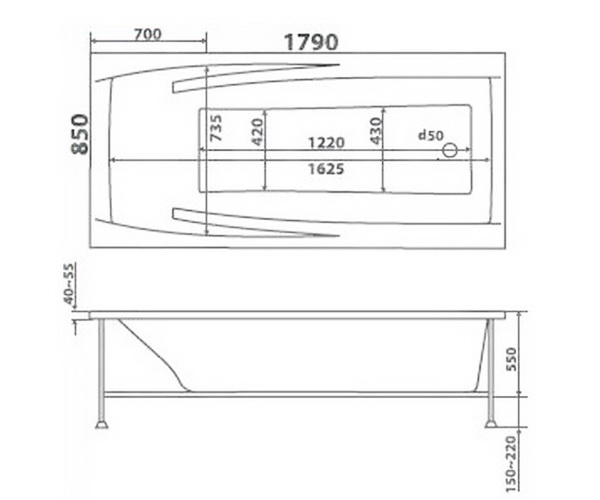 ванна акриловая BAS ЭВИТА 180х85