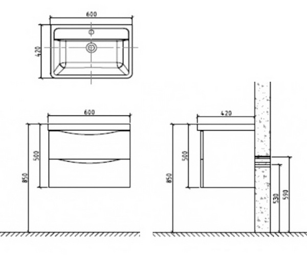 тумба с раковиной BELBAGNO ANCONA-N 60