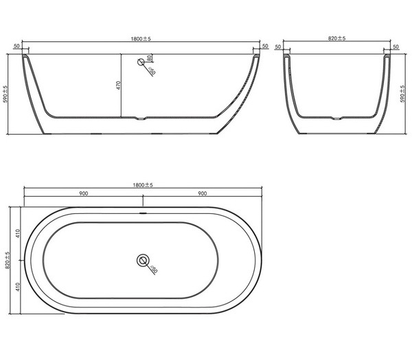 ванна акриловая BELBAGNO BB203 180х83