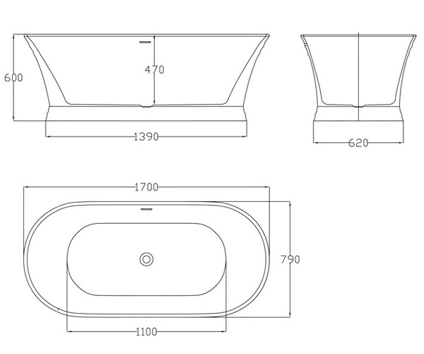 ванна акриловая BELBAGNO BB402 170х79