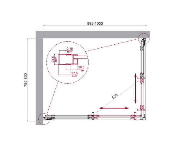 душевое ограждение BELBAGNO LUCE 100х80