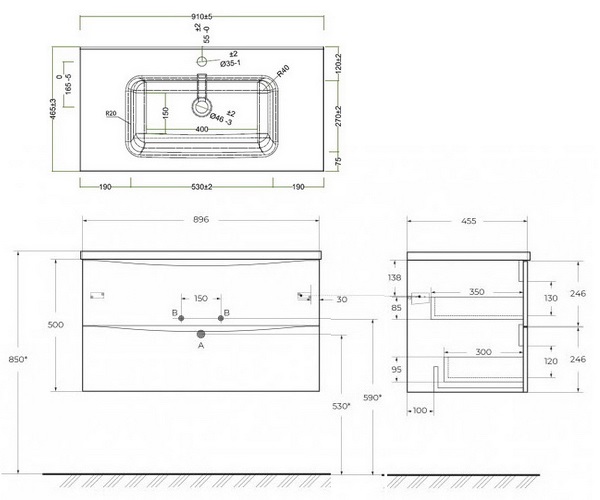 тумба с раковиной BELBAGNO MARINO 90