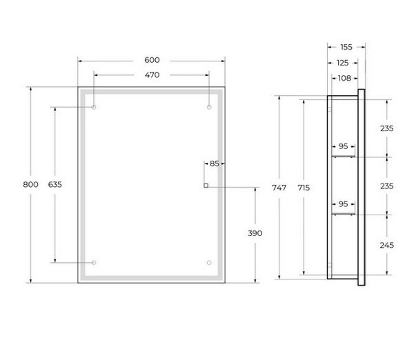 зеркало-шкаф BELBAGNO SPC-GRT 60