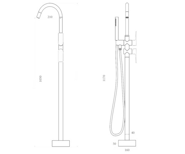 смеситель для ванны BLACK&WHITE UK8320B