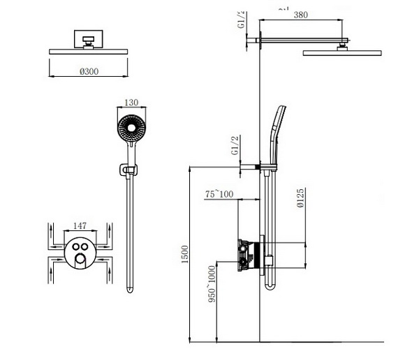 душевая система BLACK&WHITE GH-9301-C