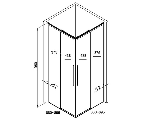 душевое ограждение BLACK&WHITE S1220 90