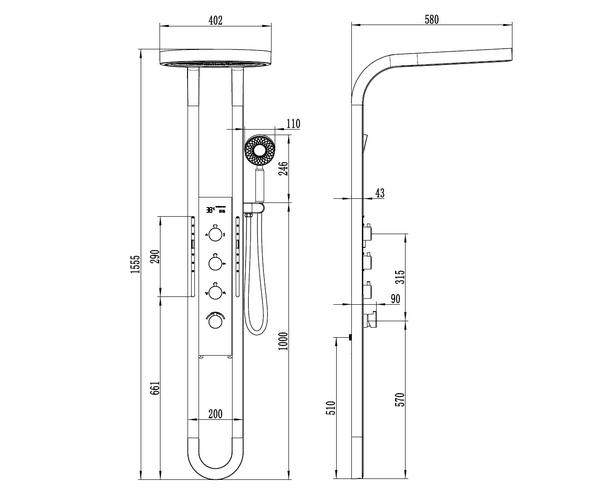 душевая система BLACK&WHITE W075 C