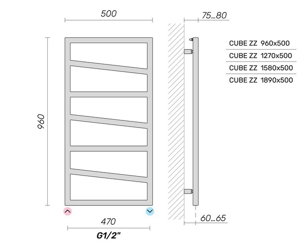 полотенцесушитель BRONER CUBE ZZ 500х960