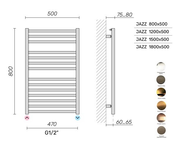 полотенцесушитель BRONER JAZZ 500х800
