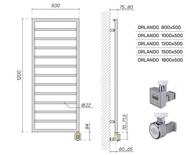 полотенцесушитель BRONER ORLANDO 500х1200