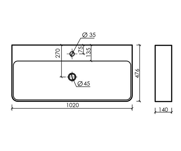 раковина CERAMICANOVA AURA 102
