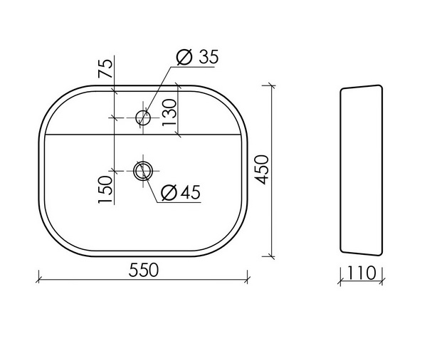 раковина CERAMICANOVA ELEMENT 55