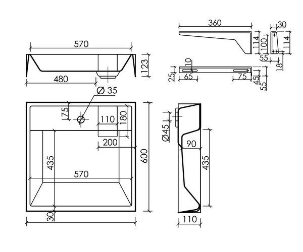 раковина CERAMICANOVA QUATTRO 60