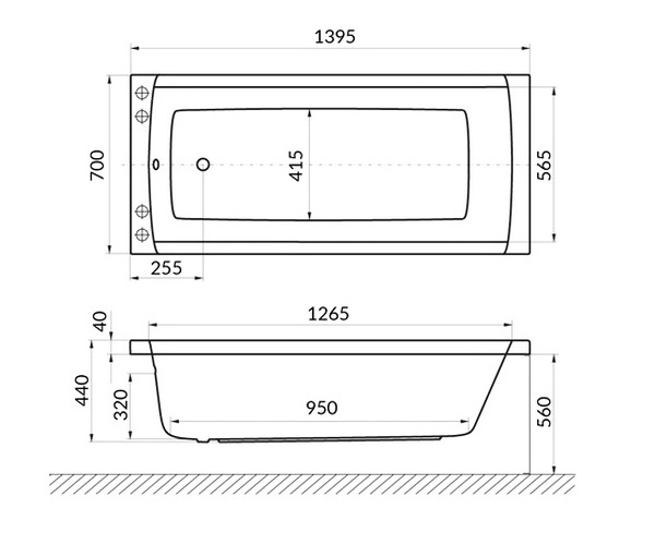 ванна акриловая EXCELLENT AQUARIA 140х70