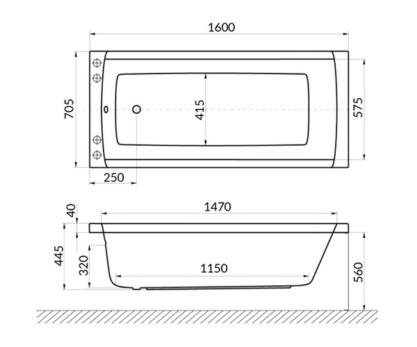 ванна акриловая EXCELLENT AQUARIA 160х70