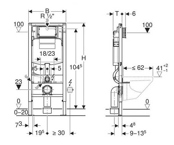 инсталляция GEBERIT DUOFIX UP320