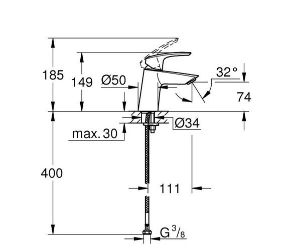 смеситель для раковины GROHE EUROSMART