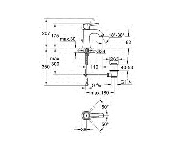 смеситель для раковины GROHE GRANDERA