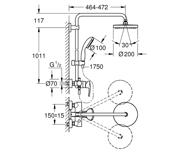 душевая система GROHE TEMPESTA 200