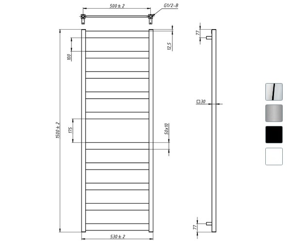 полотенцесушитель GROTA BREZZA 530х1500