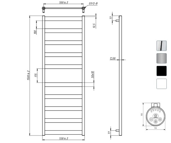 полотенцесушитель GROTA BREZZA 530х1500