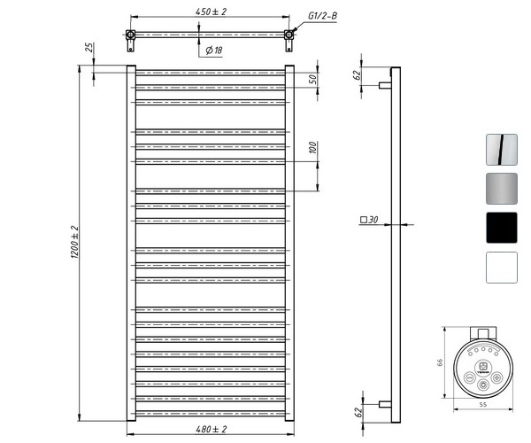 полотенцесушитель GROTA CLASSIC 480х1200