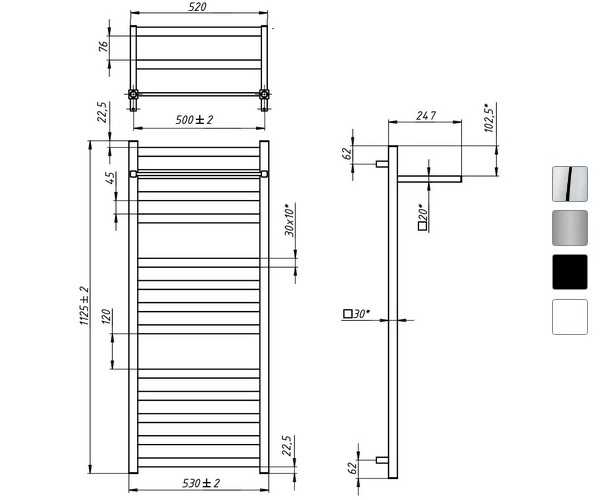 полотенцесушитель GROTA COMFORT 530х1125