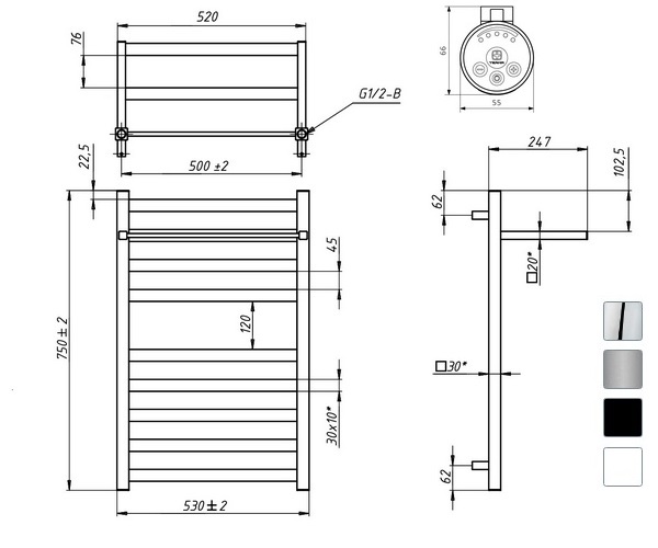 полотенцесушитель GROTA COMFORT 530х750