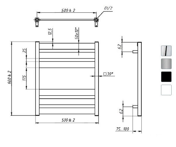 полотенцесушитель GROTA LUX 530х600