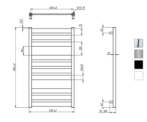 полотенцесушитель GROTA LUX 530х900