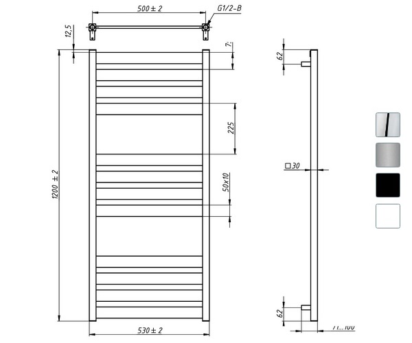 полотенцесушитель GROTA LUX 530х1200