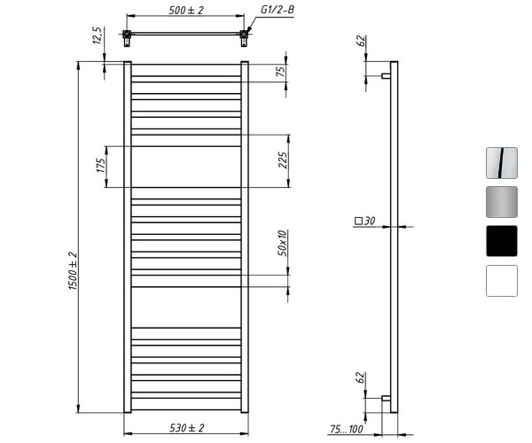 полотенцесушитель GROTA LUX 530х1500