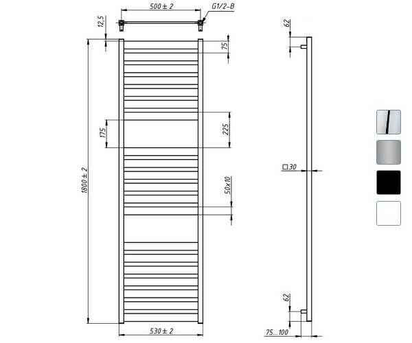 полотенцесушитель GROTA LUX 530х1800