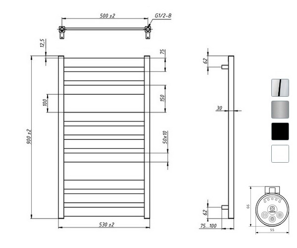 полотенцесушитель GROTA LUX 530х900