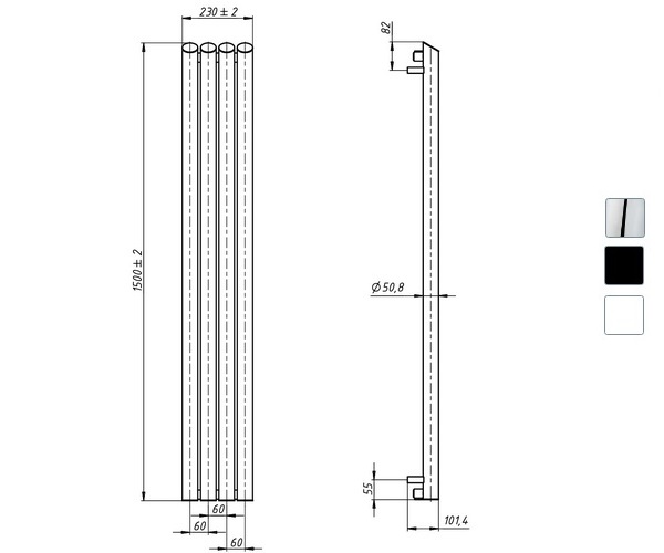 полотенцесушитель GROTA QUILL 230х1500