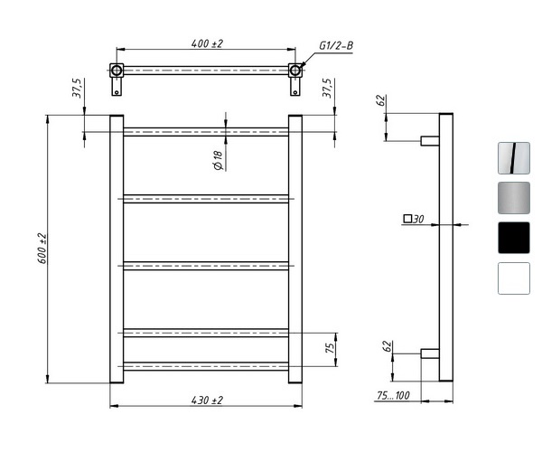 полотенцесушитель GROTA SIMPLE 430х600