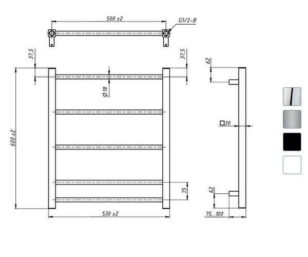 полотенцесушитель GROTA SIMPLE 530х600