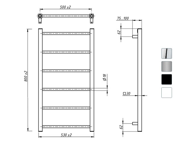 полотенцесушитель GROTA SIMPLE 530х800