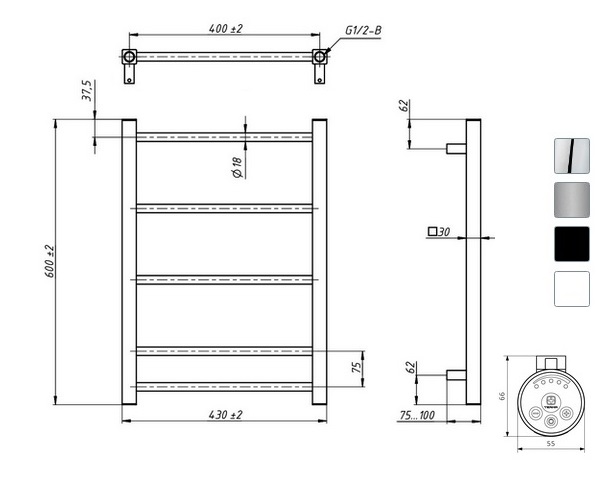 полотенцесушитель GROTA SIMPLE 430х600