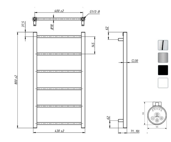 полотенцесушитель GROTA SIMPLE 430х800