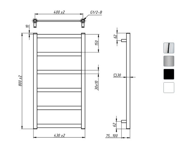 полотенцесушитель GROTA SOFFI 430х800