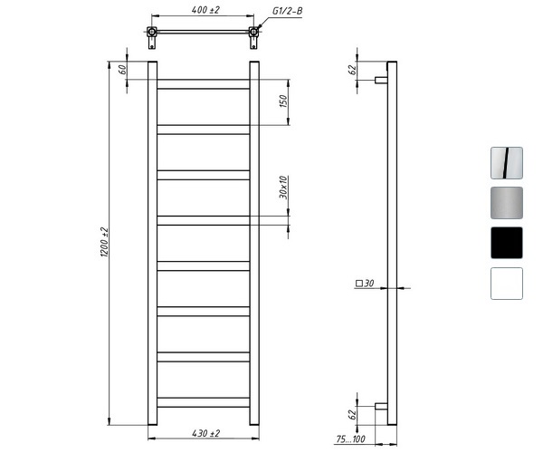 полотенцесушитель GROTA SOFFI 430х1200