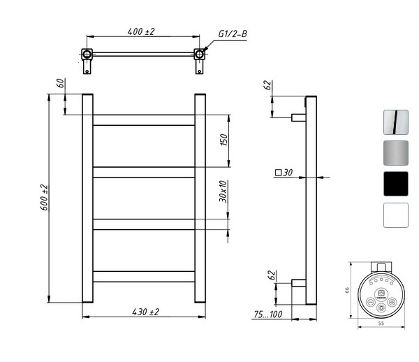 полотенцесушитель GROTA SOFFI 430х600