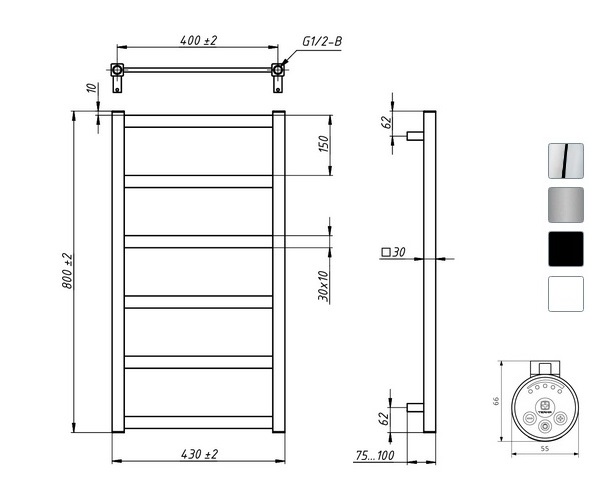 полотенцесушитель GROTA SOFFI 430х800