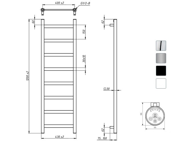 полотенцесушитель GROTA SOFFI 430х1200