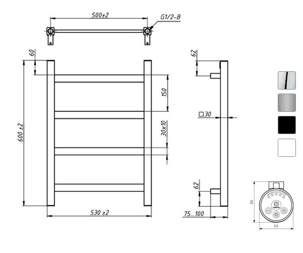 полотенцесушитель GROTA SOFFI 530х600