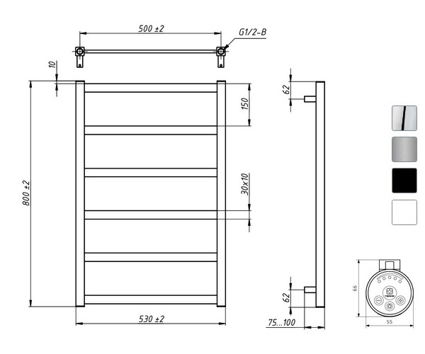 полотенцесушитель GROTA SOFFI 530х800